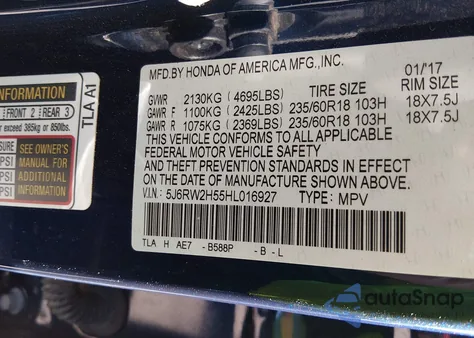 2017 Honda Cr-V Ex из США, поврежденный, VIN 5J6RW2H55HL016927